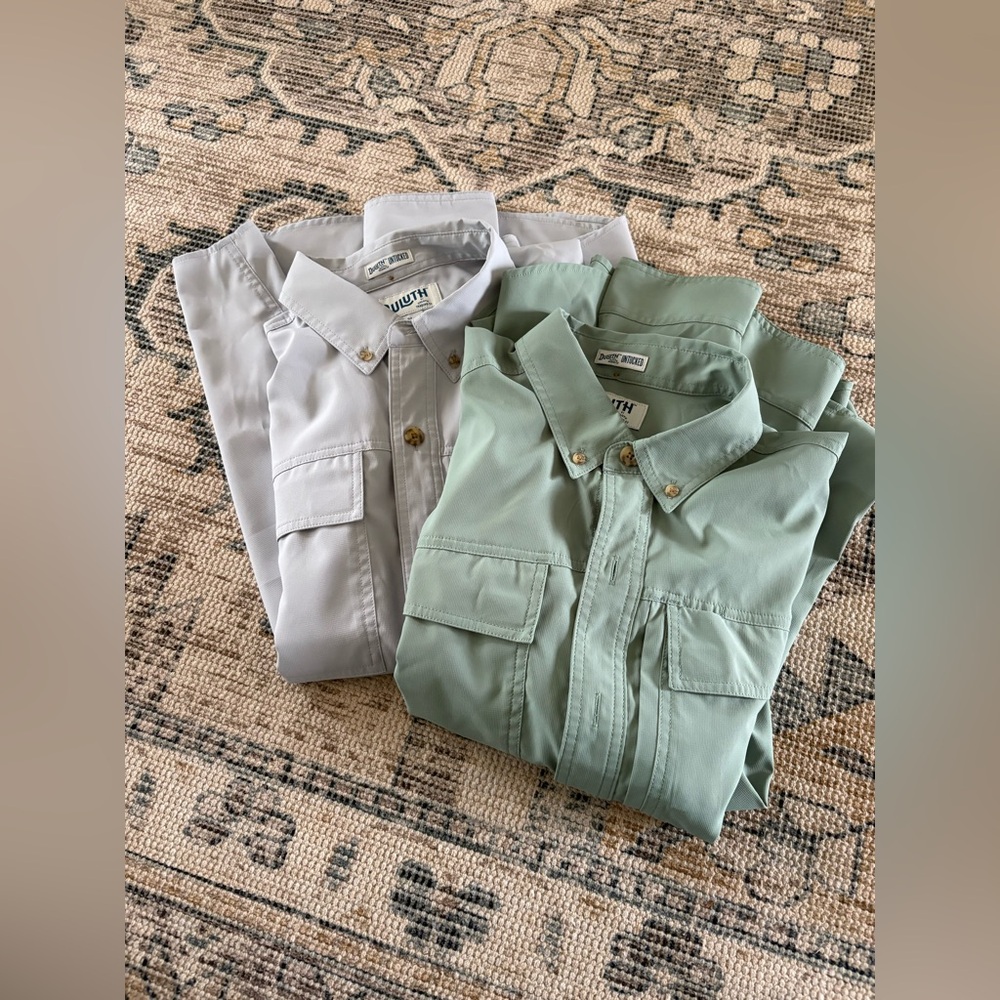 2 Duluth Trading Co untucked shirts. Size M